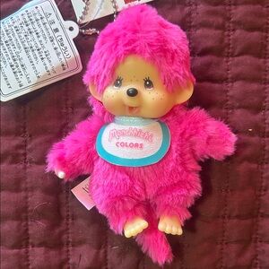 Monchhichi Colors Mascot Sekiguchi Pink 
5 inch Plush Doll Keychain Bag Charm